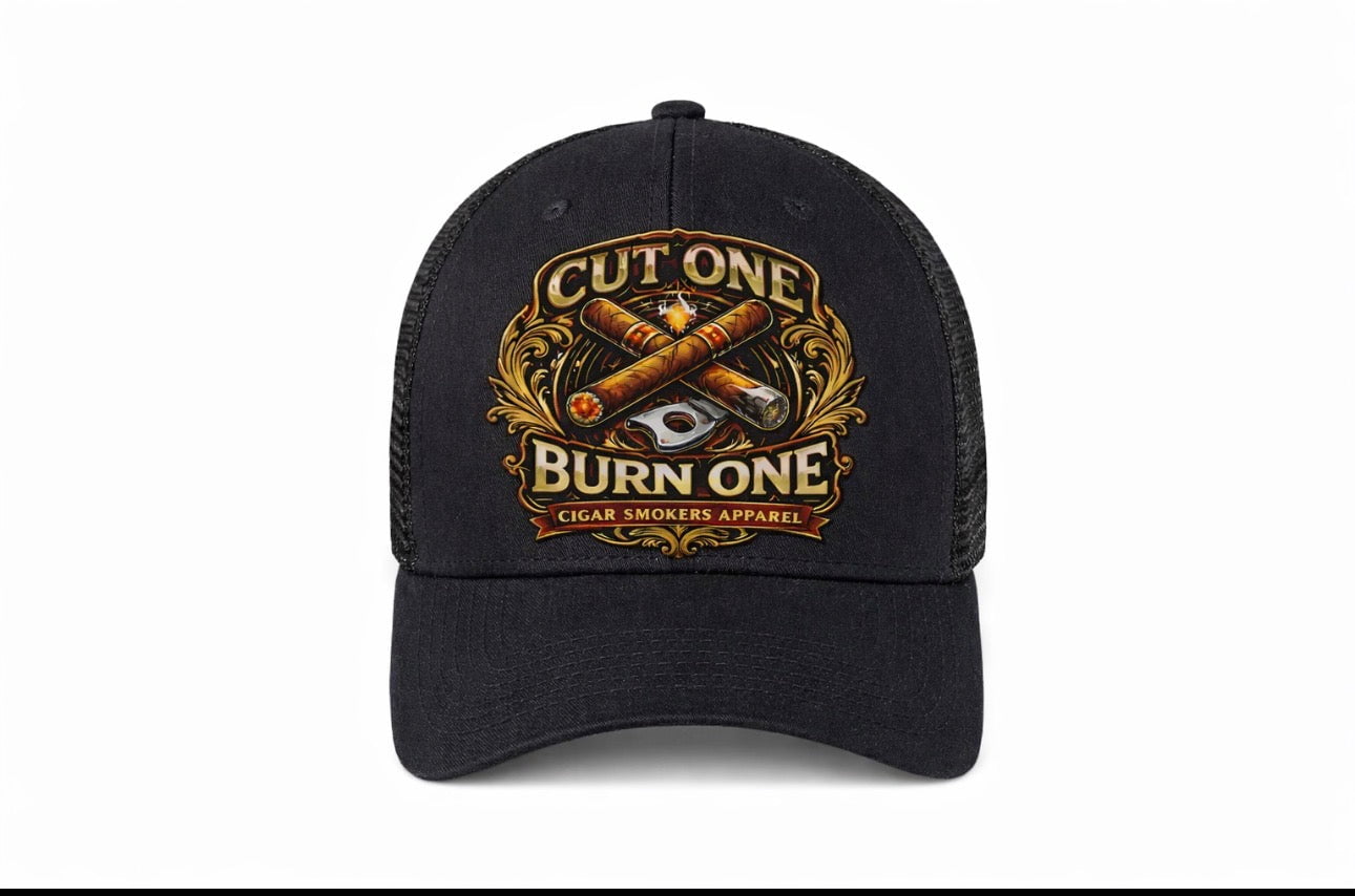 Two sticks with a cutter. Trucker’s hat