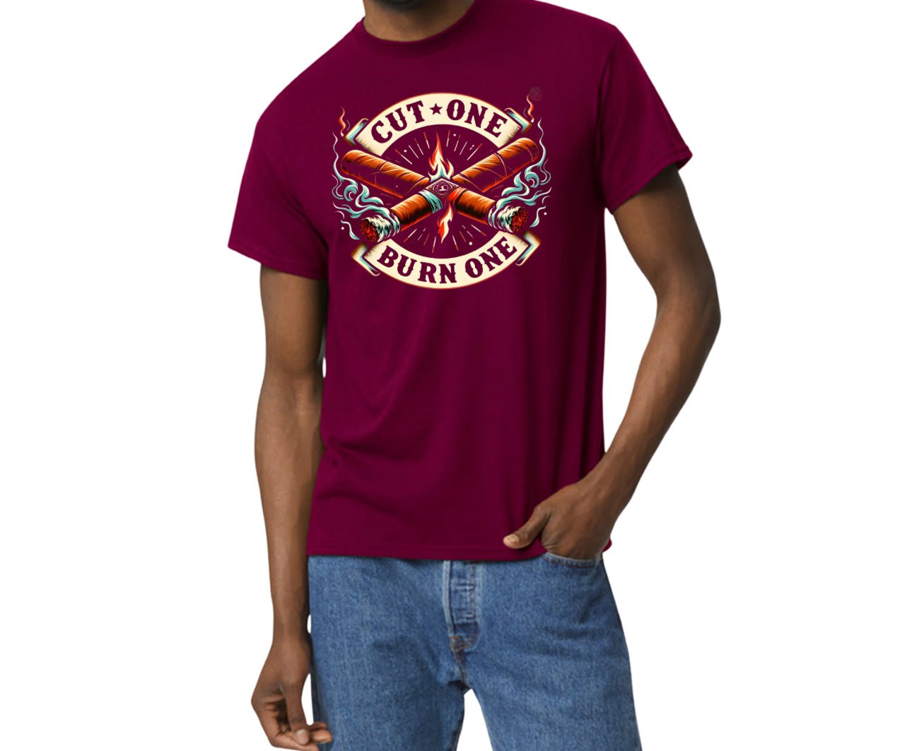 Unisex crewneck. X-fire maroon