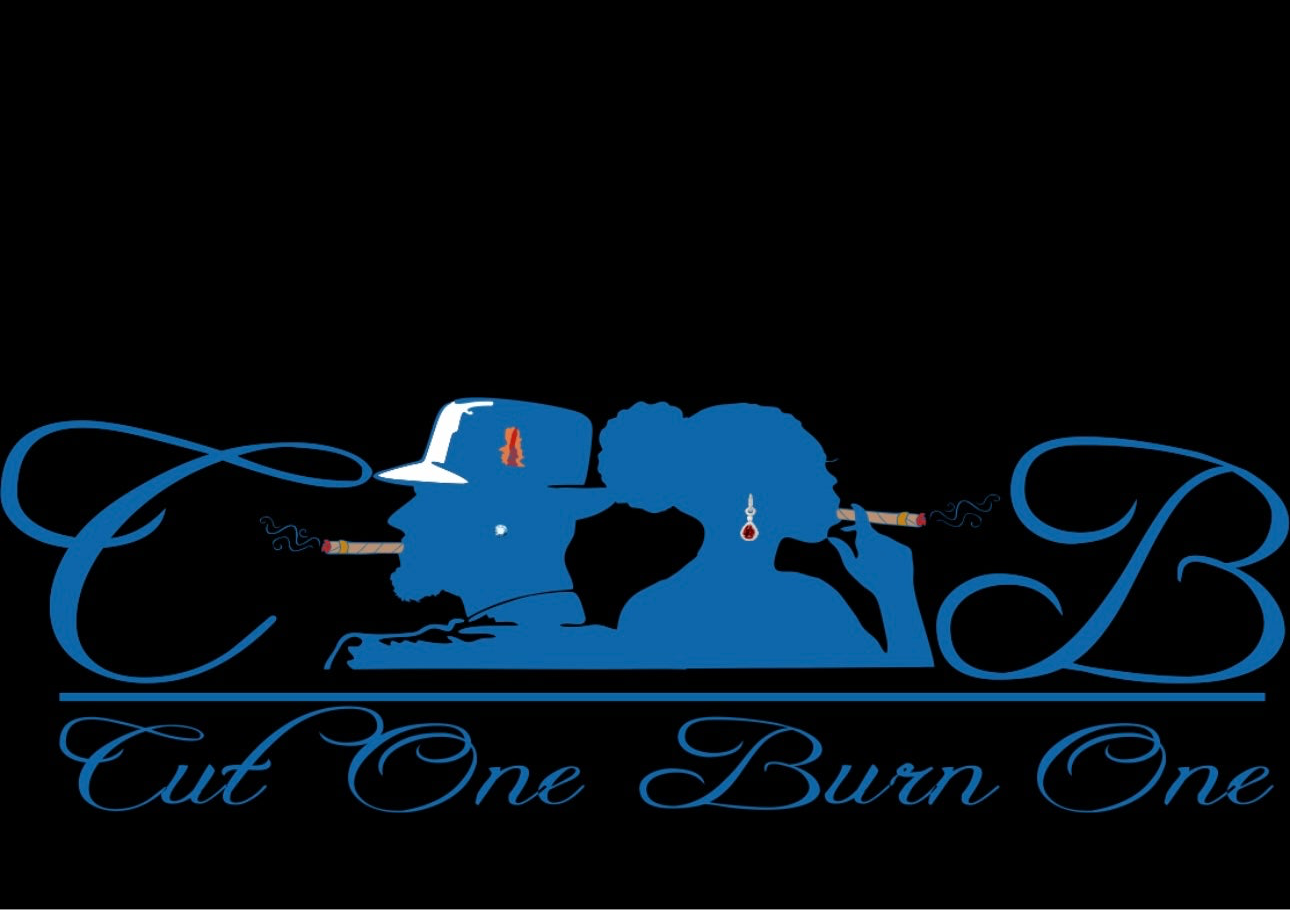 Cut One Burn One  Unisex Tee’s Blue logo