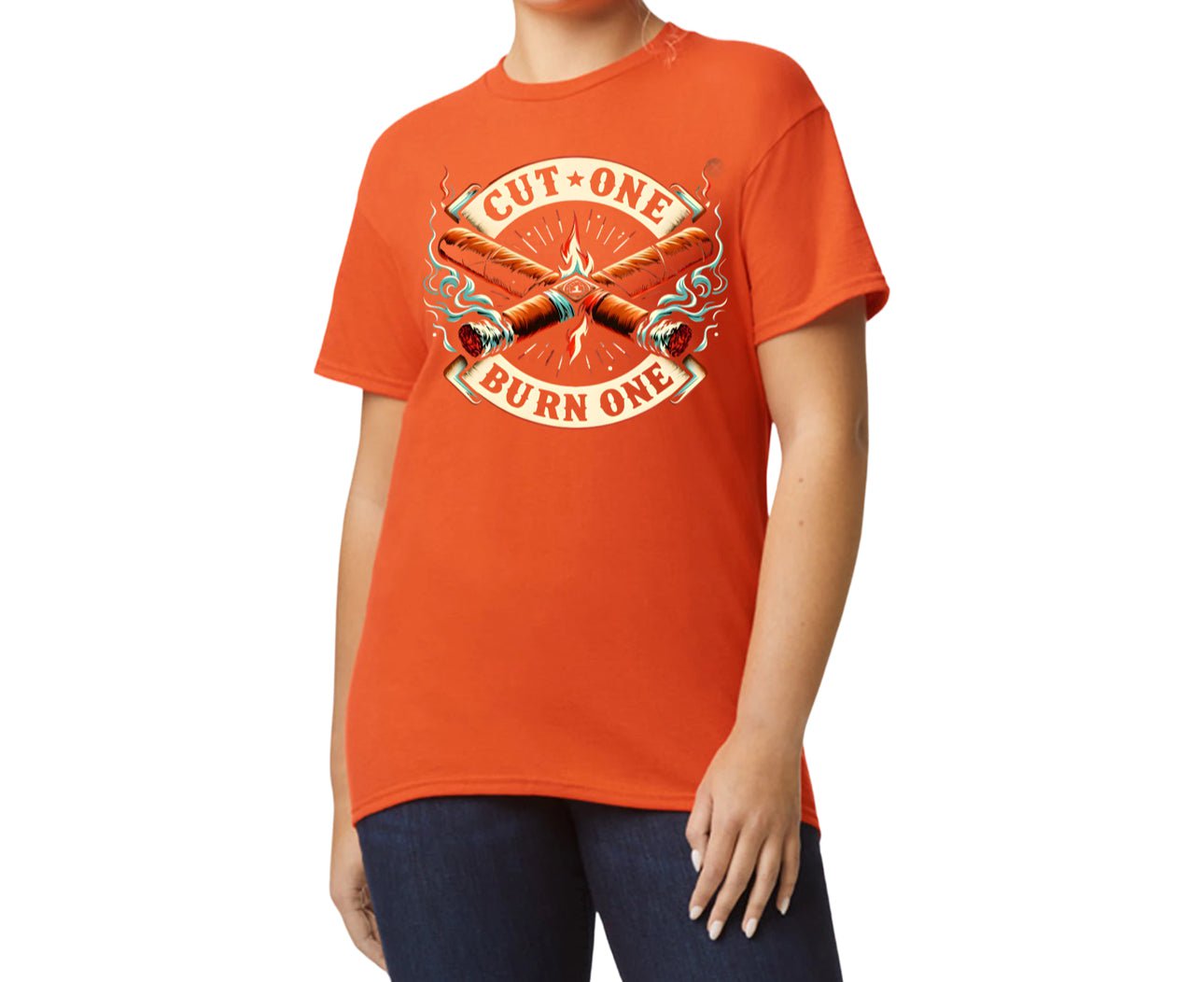 Unisex crewneck. X-fire orange